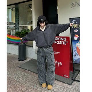 Trendy- Áo khoác form Boxy, dây kéo, da dày, thêu cổ cao chống bám lông, Logo Thêu, HoodieXStudio