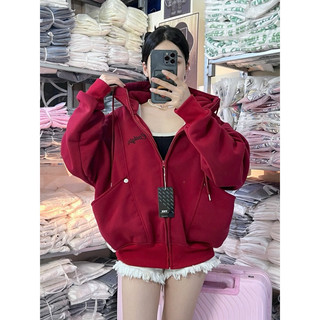 Hoodie Zip Trendy - Áo Khoác Nỉ Bông Dài Rộng Coolgirl, Boxy Form, 4 Túi Thời Trang cho Nữ (40-70kg)