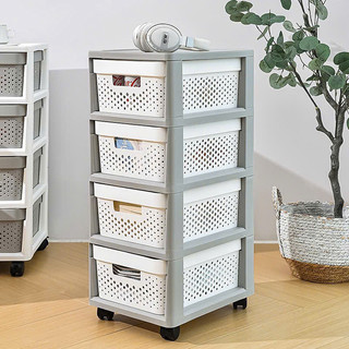 Kệ Tủ Nhựa Đa Năng 4/5 Tầng Có Bánh Xe, Rổ Lưới Thoát Khí Đựng Đồ Chơi, Quần Áo, Đồ Phòng Tắm/Bếp