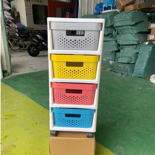 Kệ Tủ Nhựa Đa Năng 4/5 Tầng Có Bánh Xe, Rổ Lưới Thoát Khí Đựng Đồ Chơi, Quần Áo, Đồ Phòng Tắm/Bếp