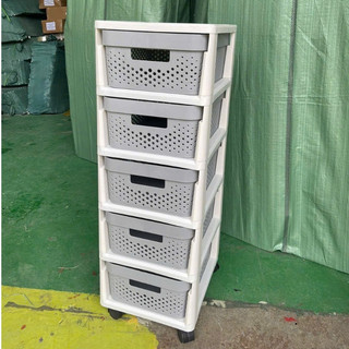 Kệ Tủ Nhựa Đa Năng 4/5 Tầng Có Bánh Xe, Rổ Lưới Thoát Khí Đựng Đồ Chơi, Quần Áo, Đồ Phòng Tắm/Bếp