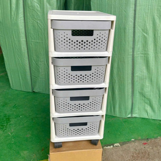 Kệ Tủ Nhựa Đa Năng 4/5 Tầng Có Bánh Xe, Rổ Lưới Thoát Khí Đựng Đồ Chơi, Quần Áo, Đồ Phòng Tắm/Bếp
