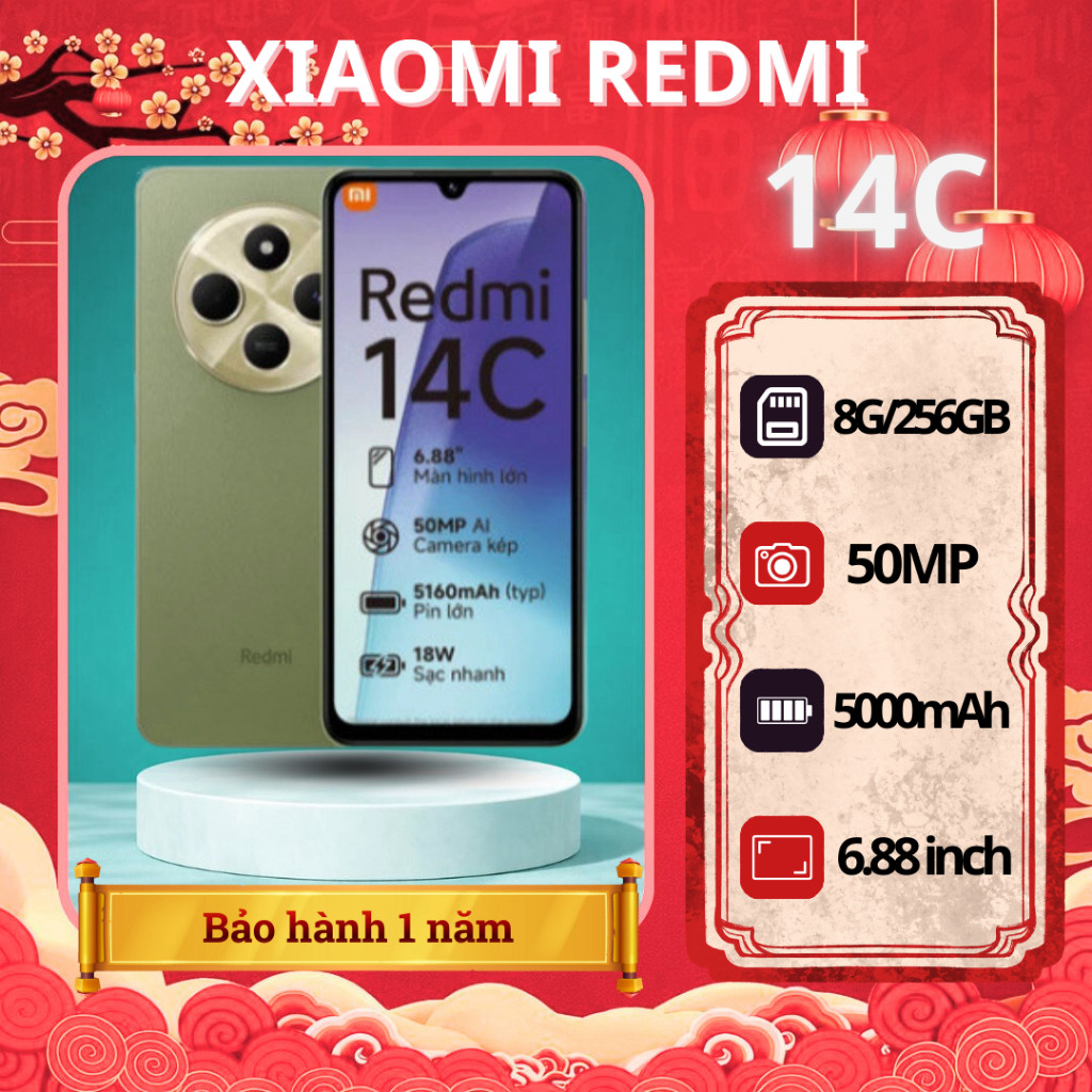 Điện Thoại Xiaomi Redmi 14C 8GB/256GB – Pin 5000mAh | Mượt Mà Nhiều Tác ...