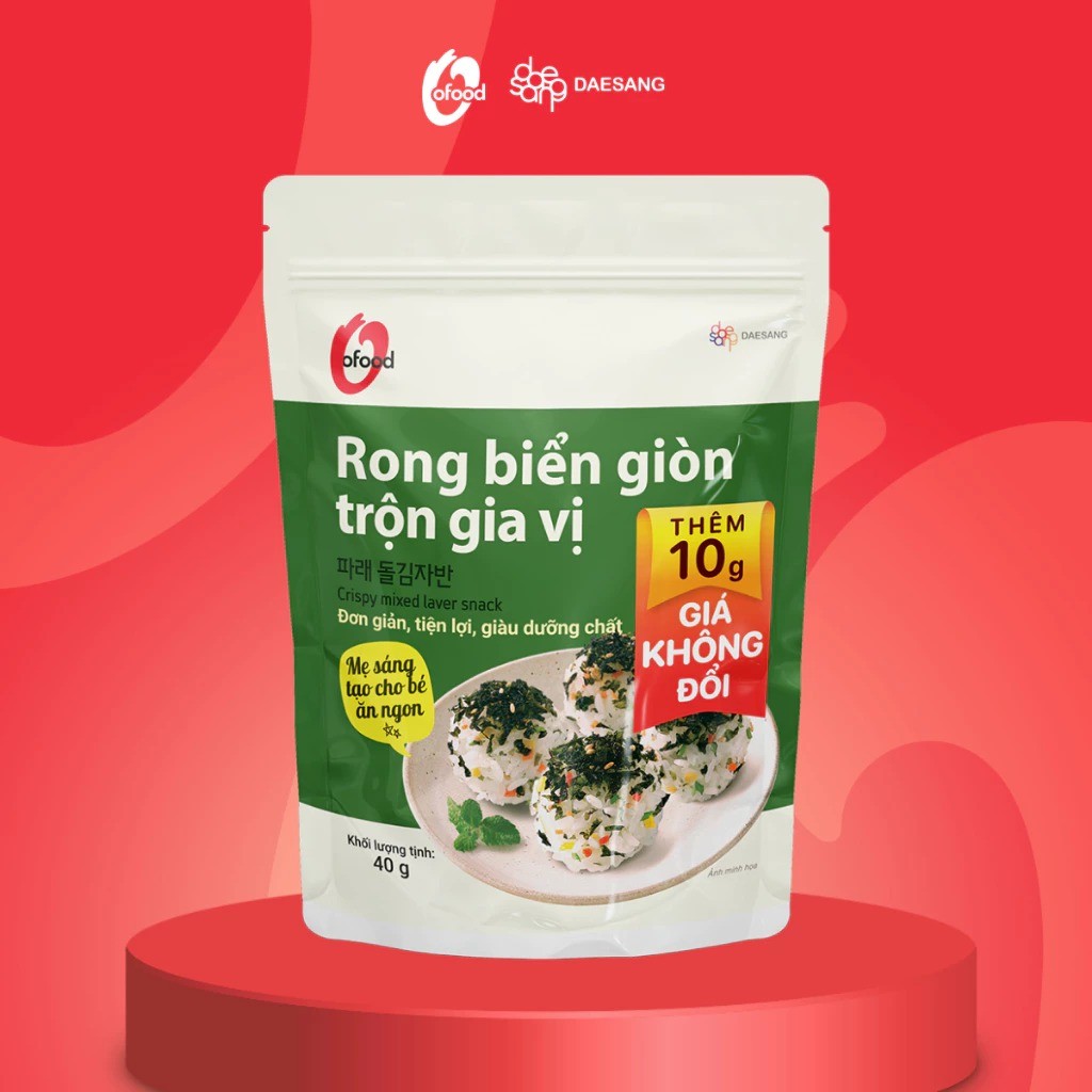 Rong Biển O’Food Trộn Gia Vị, Rong Biển Trộn Cơm Giòn Ngon Ăn Liền, Combo 2 và 5 Gói