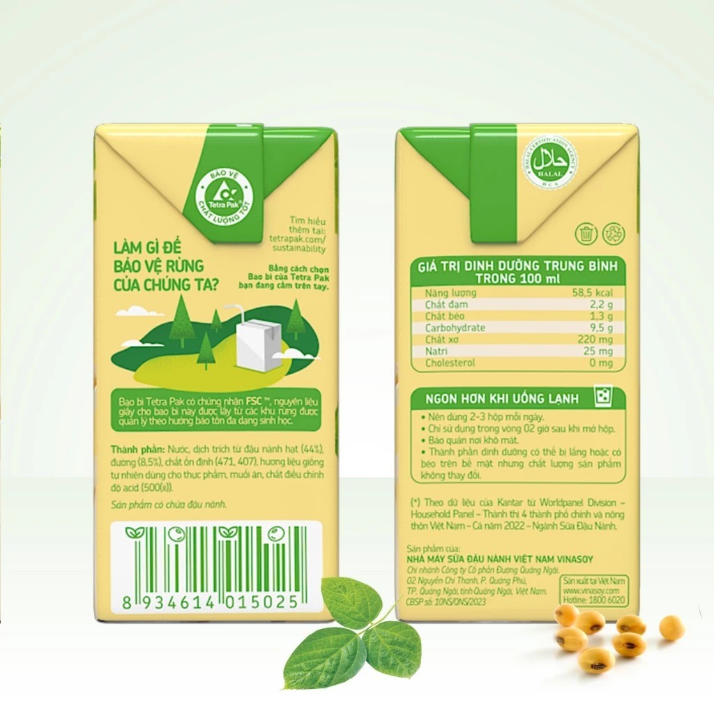 Sữa Đậu Nành Fami Nguyên chất/Can xi 200ml | Sữa Fami thùng 36 hộp | Sữa uống bổ sung canxi, thơm ngon