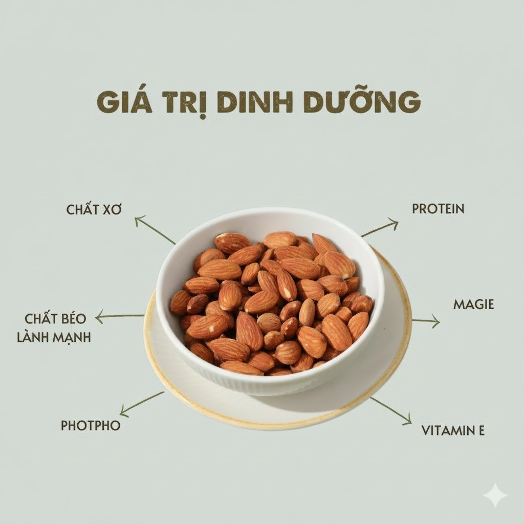 Hạnh Nhân Rang Bơ 500g Giòn Béo Thơm Bơ, Hạt Dinh Dưỡng Ăn Vặt Healthy