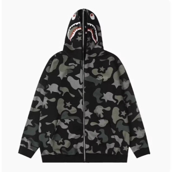 Áo Khoác Mùa Đông Cá Mập Bape Hàng Cao Cấp Có Mũ Khóa Zip Trẻ Trung Năng Động Hot Hit 2026  2025