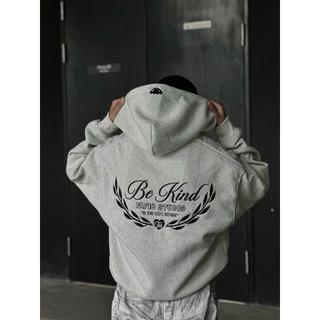 Hot Trendy- Áo Hoodie Rộng Zip Boxy BEKIND với họa tiết thêu, chất liệu nỉ bông unisex HoodieX