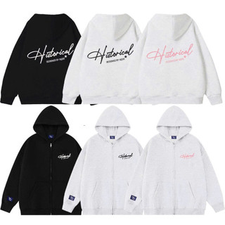 Trendy Hot- Áo Hoodie Zip Cotton Thêu Xù NQ30 HISTORICAL, Form boxy cho cả Nam Nữ, không xù lông