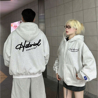 Trendy Hot- Áo Hoodie Zip Cotton Thêu Xù NQ30 HISTORICAL, Form boxy cho cả Nam Nữ, không xù lông