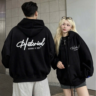 Trendy Hot- Áo Hoodie Zip Cotton Thêu Xù NQ30 HISTORICAL, Form boxy cho cả Nam Nữ, không xù lông