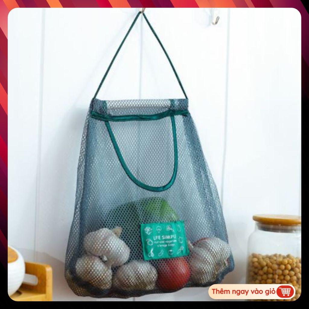 (COMBO 5) TÚI LƯỚI TREO TƯỜNG ĐỰNG BẢO QUẢN TỎI, HÀNH, GỪNG, ỚT - Giỏ Treo Đựng Rau, Củ, Quả Trong Nhà Bếp
