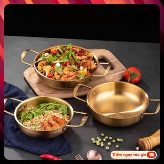 Nồi Lẩu, Nồi Nấu Mì Chua Cay, Soup - Chảo Nấu Ăn MINI Bằng Thép Không Gỉ Phong Cách Hàn quốc 20CM