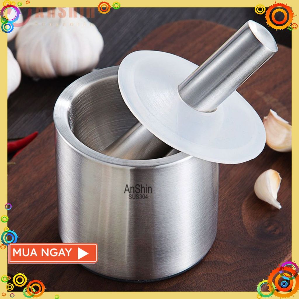 SET CỐI CHÀY BẰNG INOX - Bộ Cối Chày, Chày Cối Bằng Inox Cầm Tay Siêu Tiện Lợi - CHAY COI - CỐ CHÀY