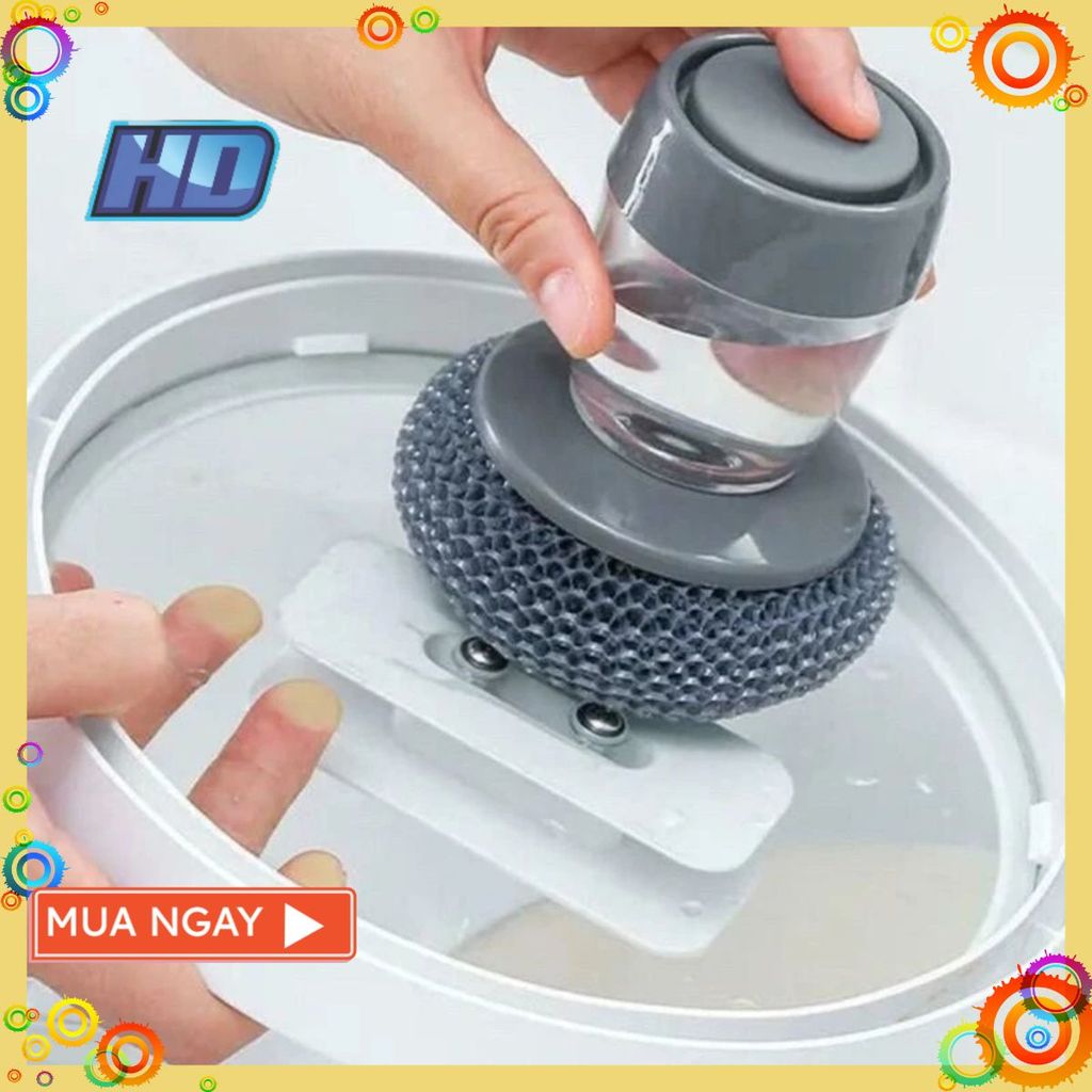 [COMBO 2]Cọ Xoong Nồi Có Tay Cầm Kèm Bình Chứa Dầu Rửa Siêu Tiện Lợi, Búi Cọ Bát Đĩa Đa Năng - Mã: AK589