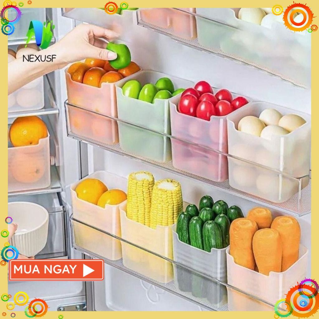 [COMBO 10] Hộp Nhựa (Q12) Đựng Thực Phẩm, Đồ Ăn, Rau Củ Để Cánh Cửa Tủ Lạnh Đa Năng Tiện Lợi