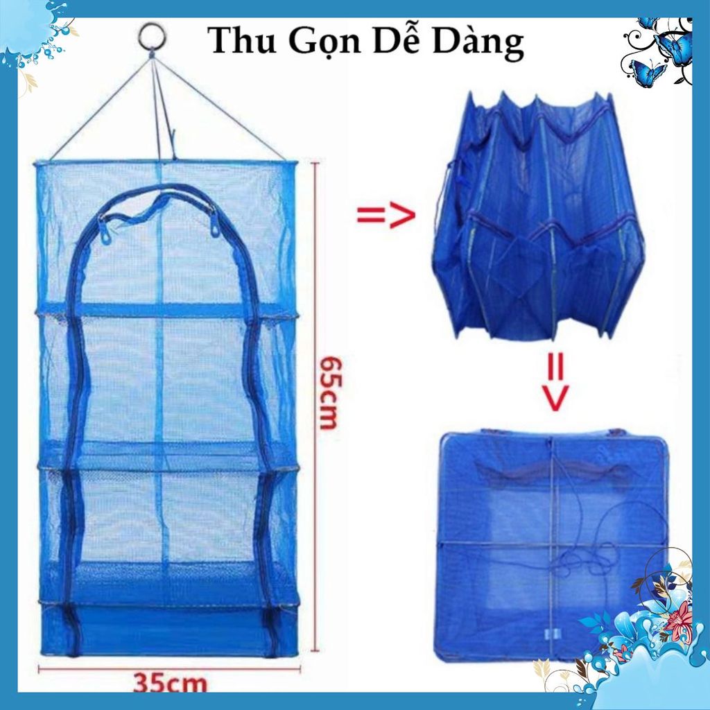 LỒNG PHƠI KHÔ THỰC PHẨM ĐA NĂNG , DỤNG CỤ PHƠI CÁ CHỐNG RUỒI MUỖI , LƯỚI PE DỄ DÀNG VỆ SINH , LÔNG 4 TẦNG CÓ THỂ THU GỌN