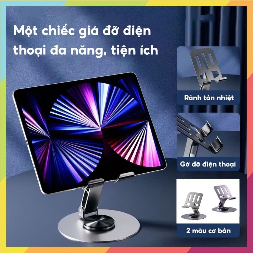 Giá đỡ điện thoại bằng kim loại xoay - KỆ GIÁ ĐỠ ĐIỆN THOẠI XOAY 380 ĐỘ GIÁ INOX - GIA DO DIEN THOAI