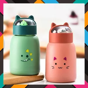 Bình Nắp Thú 360ml Lõi Thủy Tinh An Toàn, Nắp Tai Mèo Cute - CỐC GIỮ NHIỆT PHÙ HỢP MANG ĐI HỌC ĐI LÀM