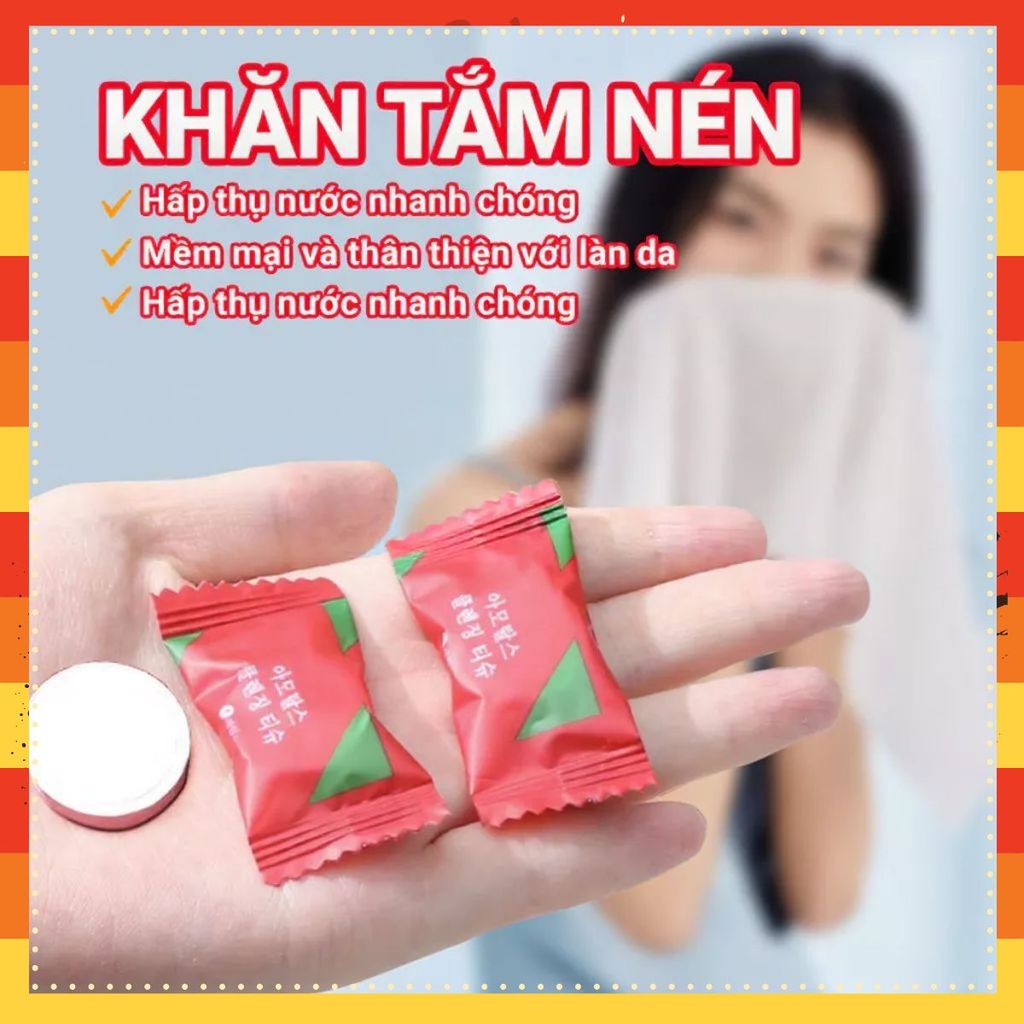 BỊCH 100 VIÊN KHĂN GIẤY NÉN , Gói 100 Khăn Mặt Nén Dạng Viên Kẹo Dùng 1 Lần, Viên Khăn Nén Dùng Khi Đi Du Lịch- KHAN NEN