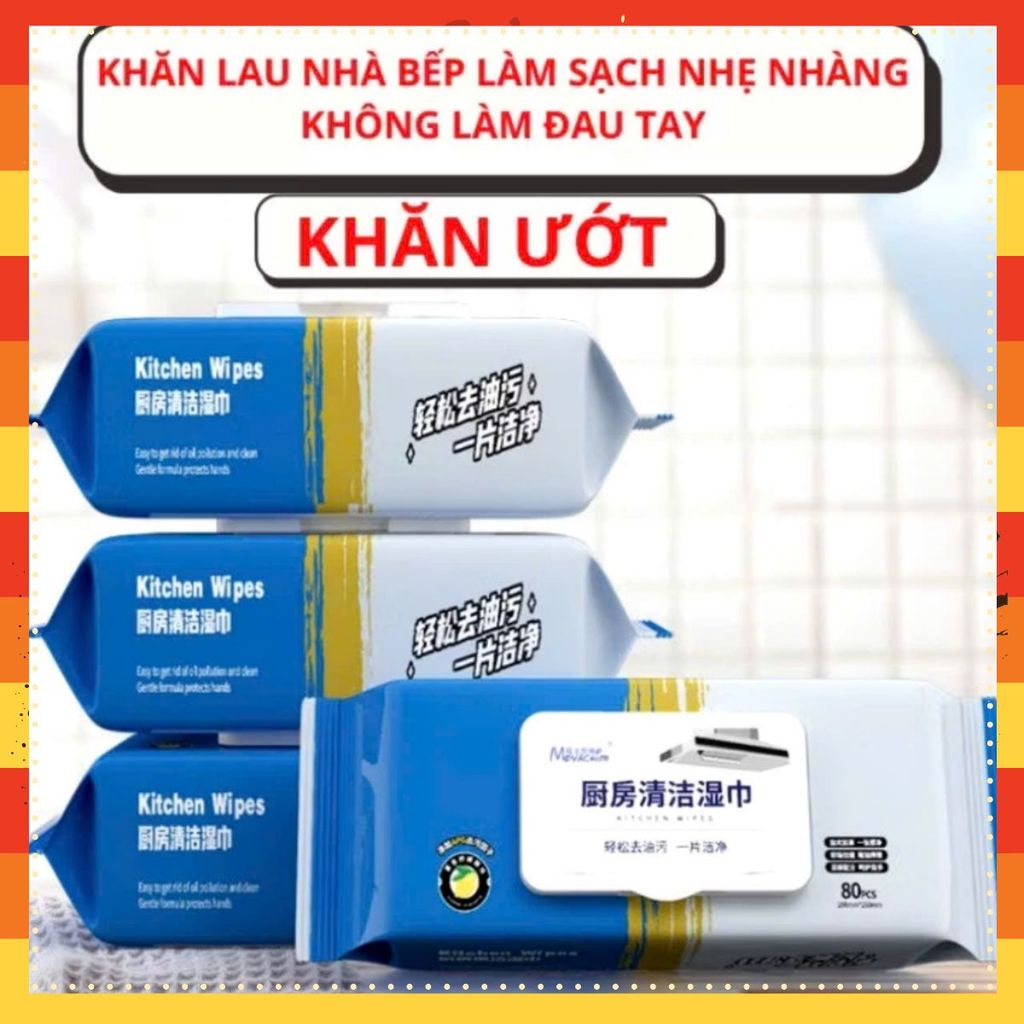 2 Bịch Khăn Giấy Ướt Lau Bếp,Khăn ướt lau bếp lau đồ gói 80 tờ, Gói Khăn Ướt Lau Bếp Đa Năng,Khăn Lau Bếp Xịn - KHAN LAU