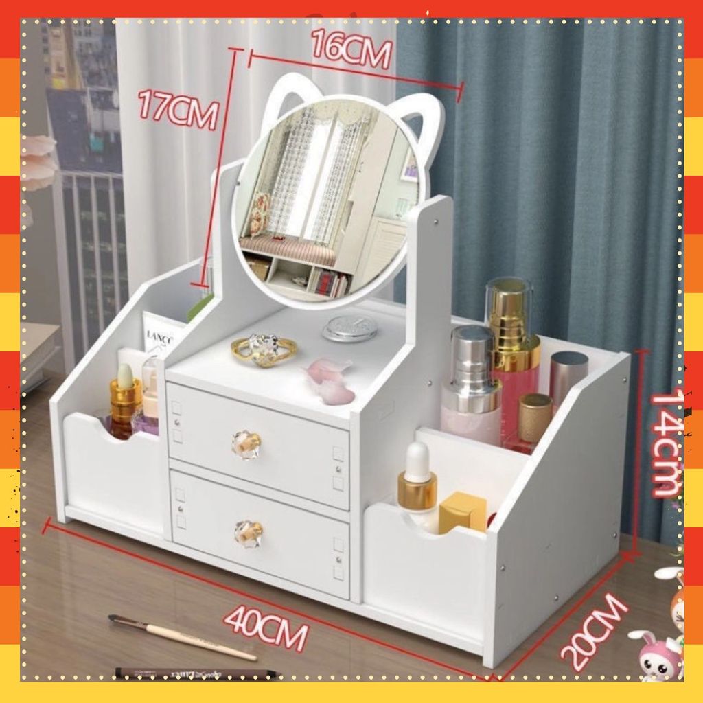 Kệ đựng mỹ phẩm CÓ GƯƠNG trang điểm tiện dụng, tủ đựng đồ trang điểm