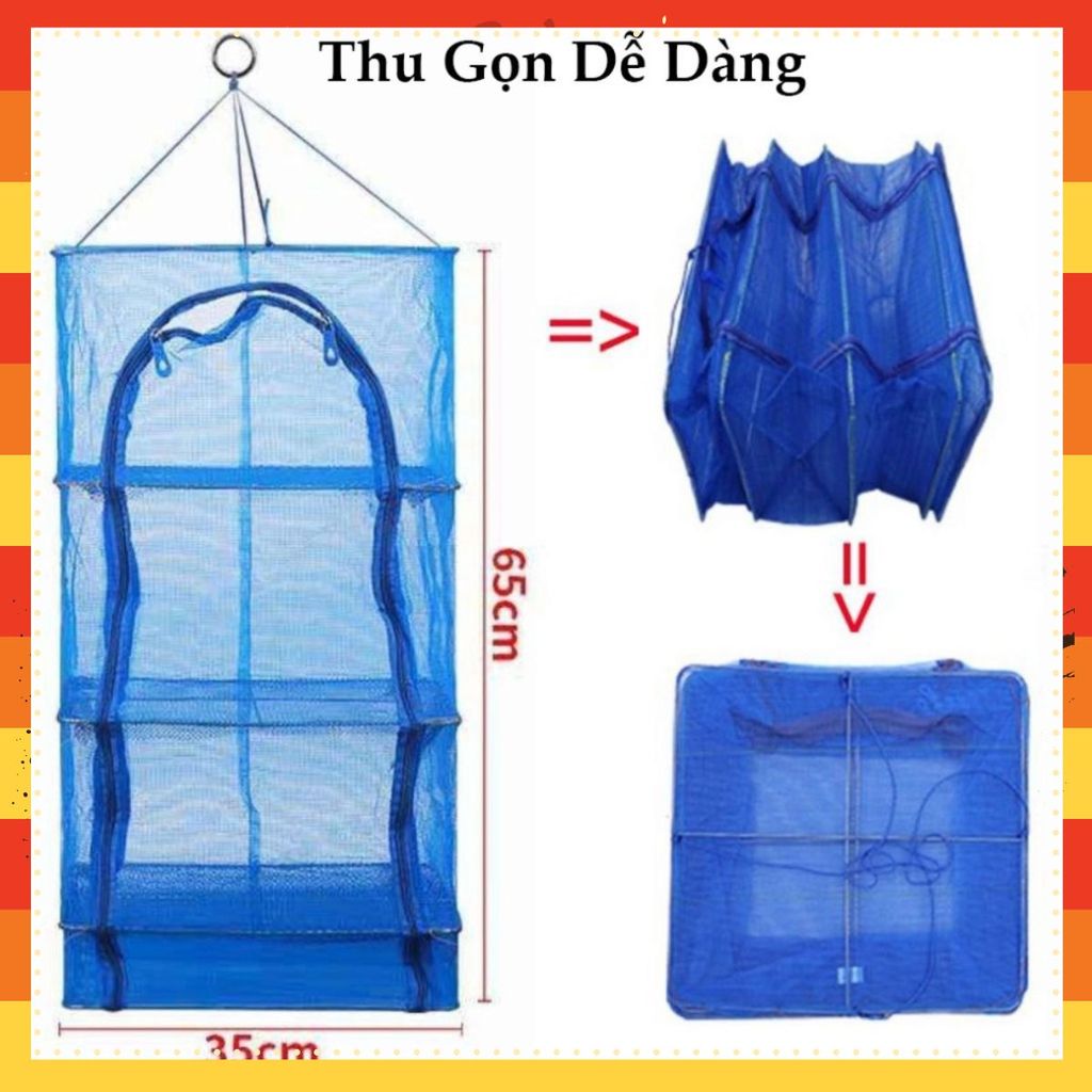 LỒNG PHƠI KHÔ THỰC PHẨM ĐA NĂNG , DỤNG CỤ PHƠI CÁ CHỐNG RUỒI MUỖI , LƯỚI PE DỄ DÀNG VỆ SINH , LÔNG 4 TẦNG CÓ THỂ THU GỌN