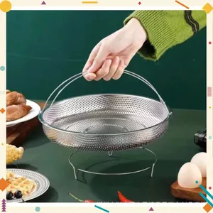 KHAY HẤP ĐỒ ĂN INOX XỊN , Khay rổ - rá hấp thức ăn inox có đế,đa năng - KHAY HAP THUC AN