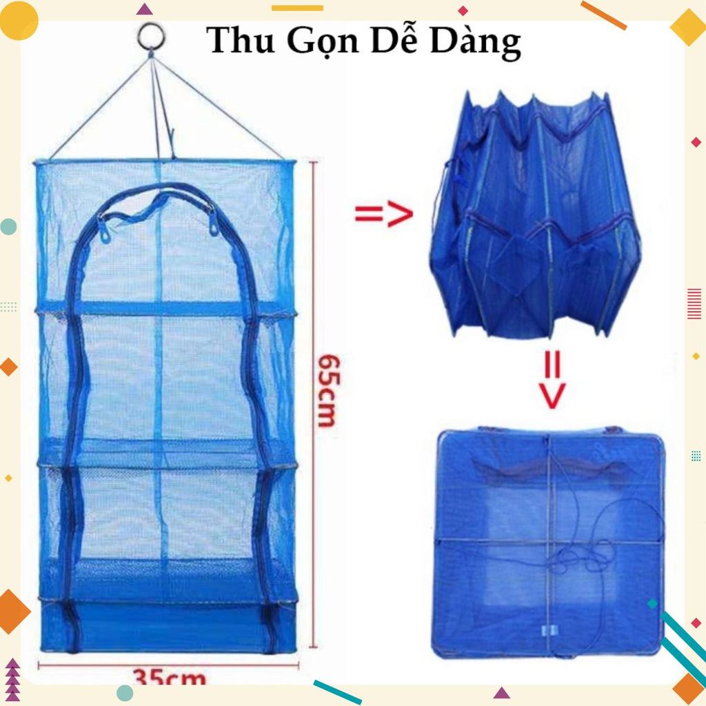 LỒNG PHƠI KHÔ THỰC PHẨM ĐA NĂNG , DỤNG CỤ PHƠI CÁ CHỐNG RUỒI MUỖI , LƯỚI PE DỄ DÀNG VỆ SINH , LÔNG 4 TẦNG CÓ THỂ THU GỌN