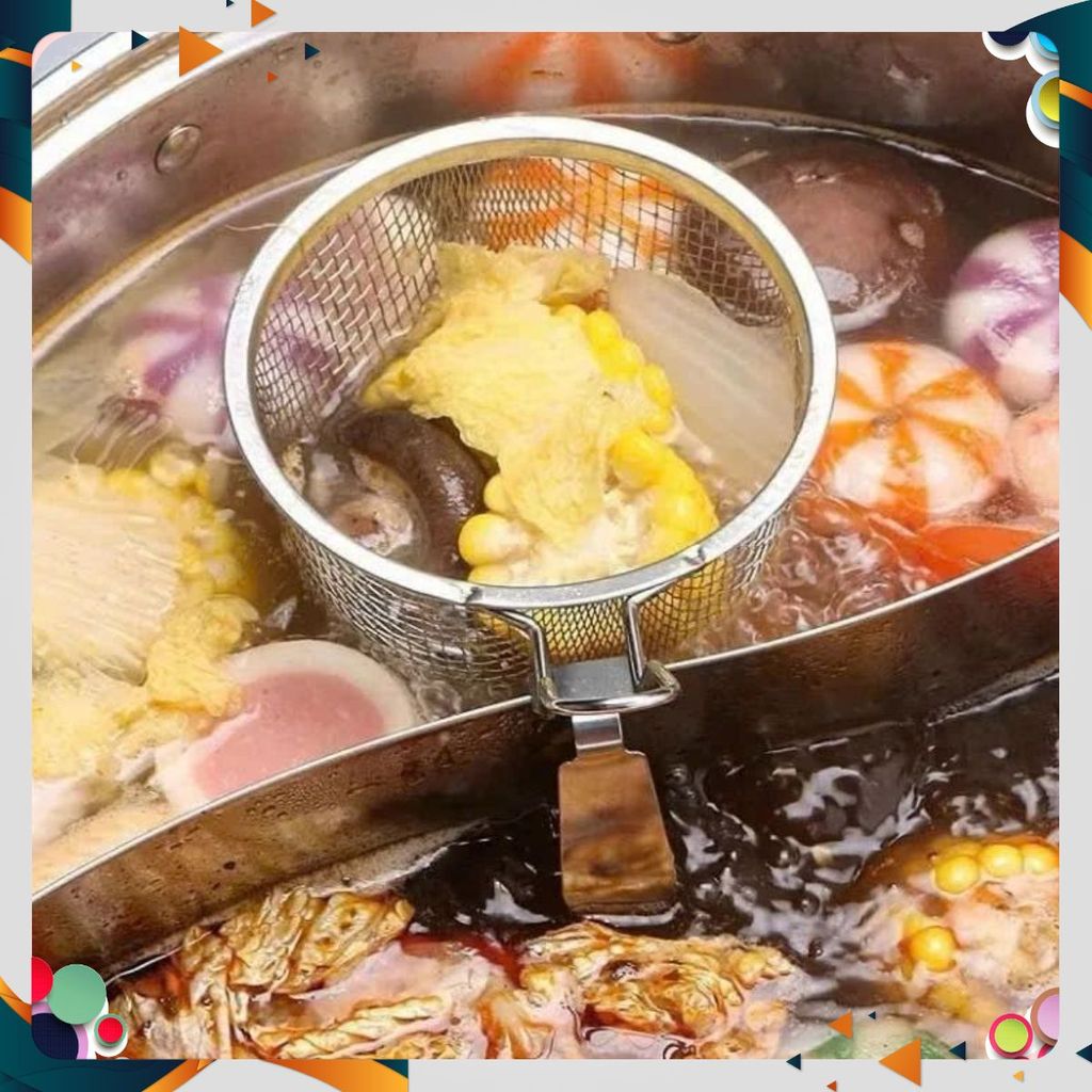 GIỎ LƯỚI VỚT MÌ, BÚN, RAU, THỨC ĂN NHÚNG LẨU - Vợt Lưới Vớt Gia Vị, Muôi Vợt Topping
