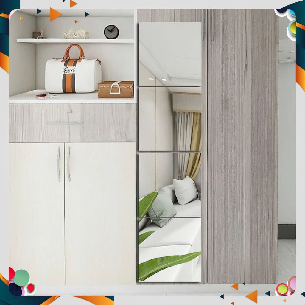10 GƯƠNG DÁN TƯỜNG HÌNH VUÔNG 30X30CM - Gương Soi Chất Liệu Acrylic Gắn Dán Dễ Dàng,Gương Treo Dán Tường Chống Trầy Xước