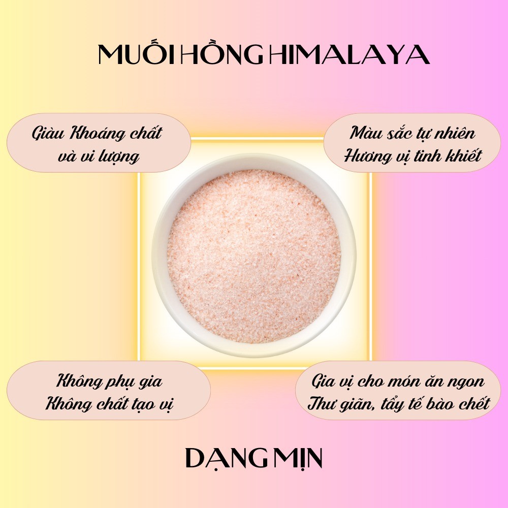 Muối Hồng Himalaya 500g Tự Nhiên, Muối Khoáng Ăn Kiêng Healthy, Gia Vị Nấu Ăn Organic