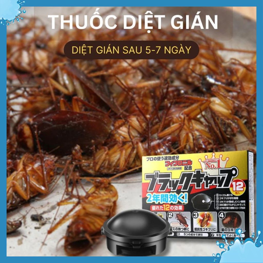 [HÀNG CHÍNH HÃNG] HỘP THUỐC DIỆT GIÁN 12 VIÊN NHẬT BẢN - Thuốc giệt gián của Nhật Barracks Cap hộp 12 viên
