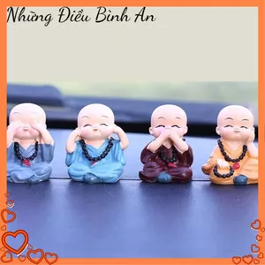 BỘ TƯỢNG CHÚ TIỂU HÒA THƯỢNG TỨ KHÔNG - Tượng Phật Phong Thủy Mini 4 Tư Thế, Trang Trí Xe Hơi, Để Bàn