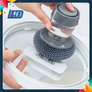 [COMBO 2] Cọ Xoong Nồi Có Tay Cầm Kèm Bình Chứa Dầu Rửa Siêu Tiện Lợi, Búi Sắt Cọ Bát Đĩa Đa Năng - Mã: CO XOONG NOI