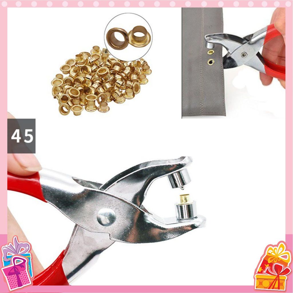 KÌM BẤM KHOEN, BẤM KHUY ORE TẶNG 100 KHOEN MẠ VÀNG - Kìm Bấm Cúc Đa Năng Kèm 100 Chi Tiết Cúc Bằng Thép Không Gỉ MÃ: KÌM