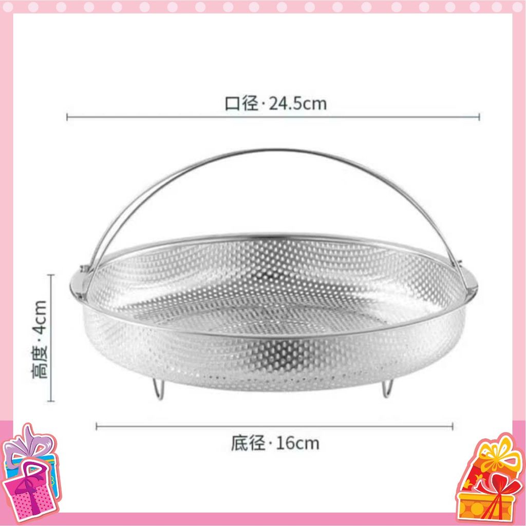 Vỉ Hấp Inox 304 Kèm Đế Tháo Rời Có Tay Cầm Chống, Rổ Hấp Bằng Thép Không Gỉ - KHAY HẤP ĐỒ ĂN - MÃ: KHAY HAP DO AN