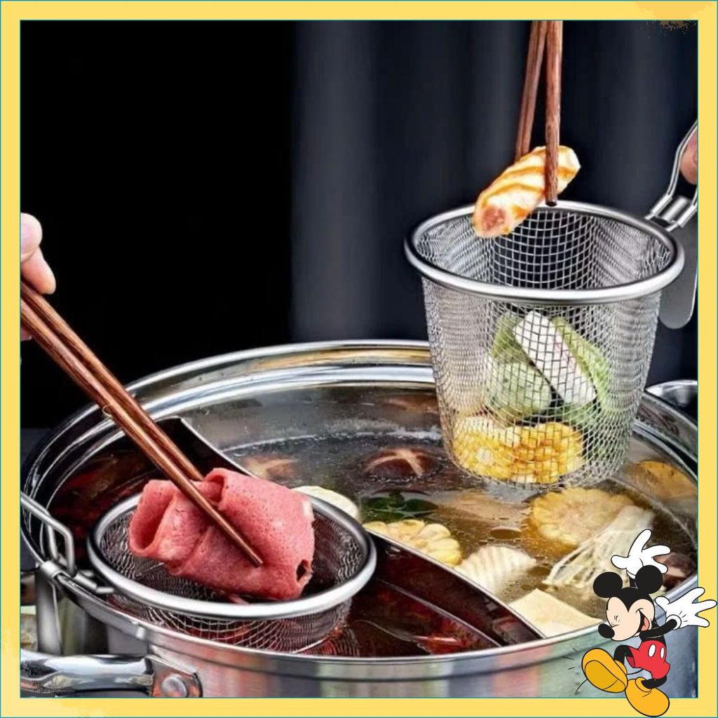 GIỎ LƯỚI VỚT MÌ, BÚN, RAU, THỨC ĂN NHÚNG LẨU - Vợt Lưới Vớt Gia Vị, Muôi Vợt Topping