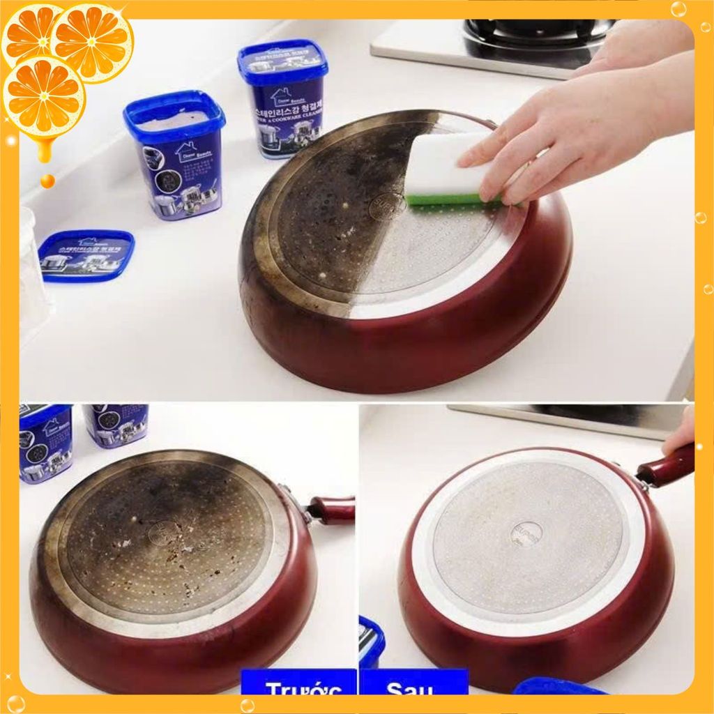 KEM TẨY LÀM SẠCH XOONG NỒI INOX TIỆN LỢI - Lọ Kem Tẩy Xoong Nồi An Toàn Tuyệt Đối,Bột Tẩy Vệ Sinh Nhà Bếp Đa Năng