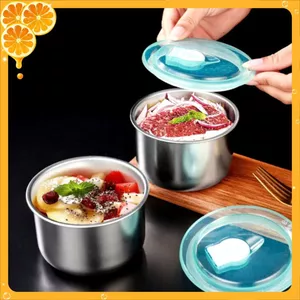 HỘP ĐỰNG THỰC PHẨM TRÒN 304 - 5 Hộp Inox Tròn Có Nắp Tròn Đựng Bảo Quản Thực Phẩm Inox 304 Có Nắp Đậy Tiện Dụng