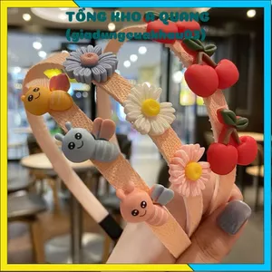 Bờm Cài Tóc Bé Gái Đính Hoa Quả – Siêu Cute, Có Răng Cưa Giữ Chắc, Phụ Kiện Tóc Cao Cấp