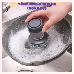 Cọ Rửa Chén Bát Xoong Nồi – Dụng Cụ Có Bình Đựng Xà Phòng, Bền Bỉ, Tiện Lợi Cho Gia Đình