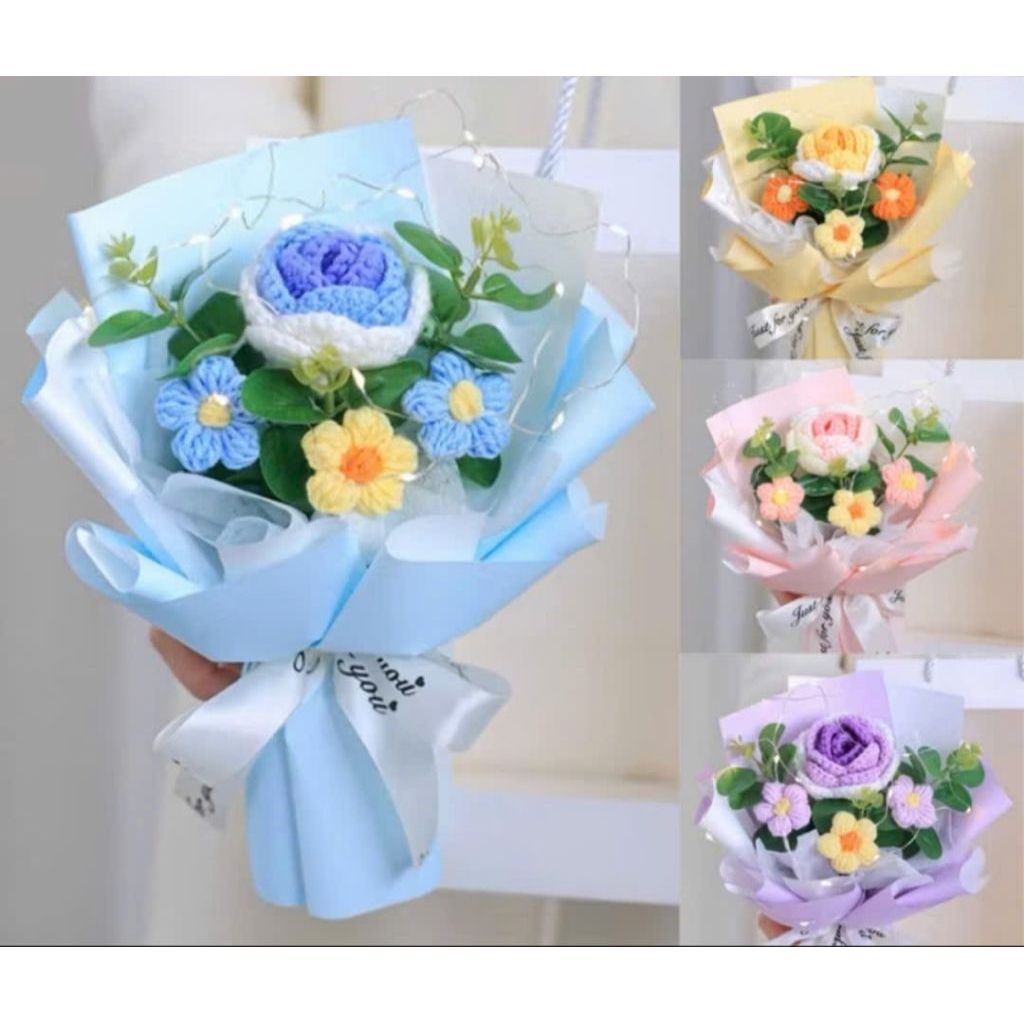 Bó Hoa Hồng Len Handmade Quà Tặng Siêu Xinh