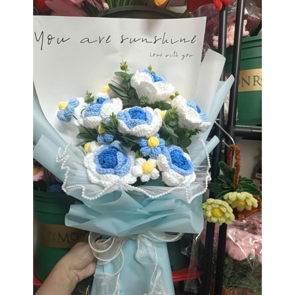 Bó Hoa Hồng Len Handmade Quà Tặng Siêu Xinh