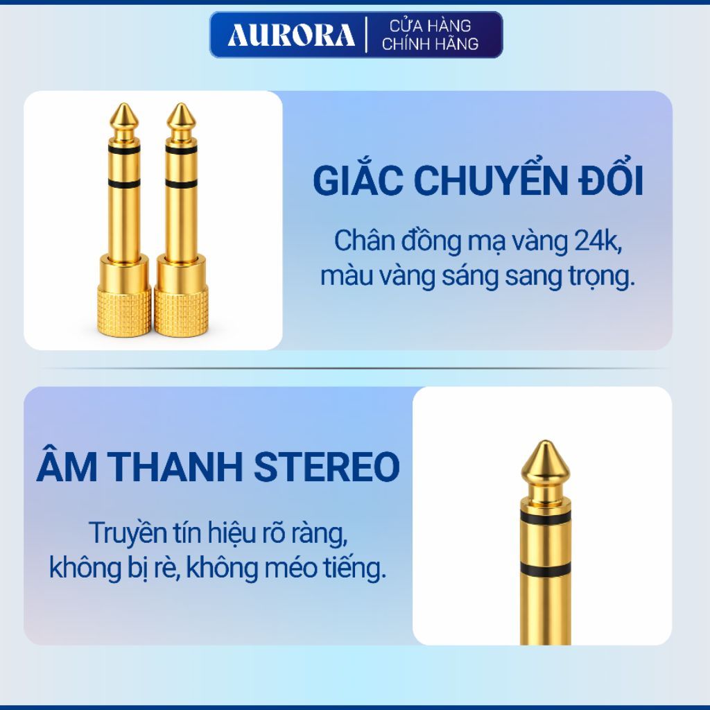 Jack chuyển đổi âm thanh 6.5mm ra 3.5mm stereo - Đầu chuyển tai nghe piano, organ, loa, amply