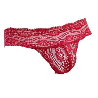 Q297 - Quần lót ren brief rent đỏ mận dành cho nam