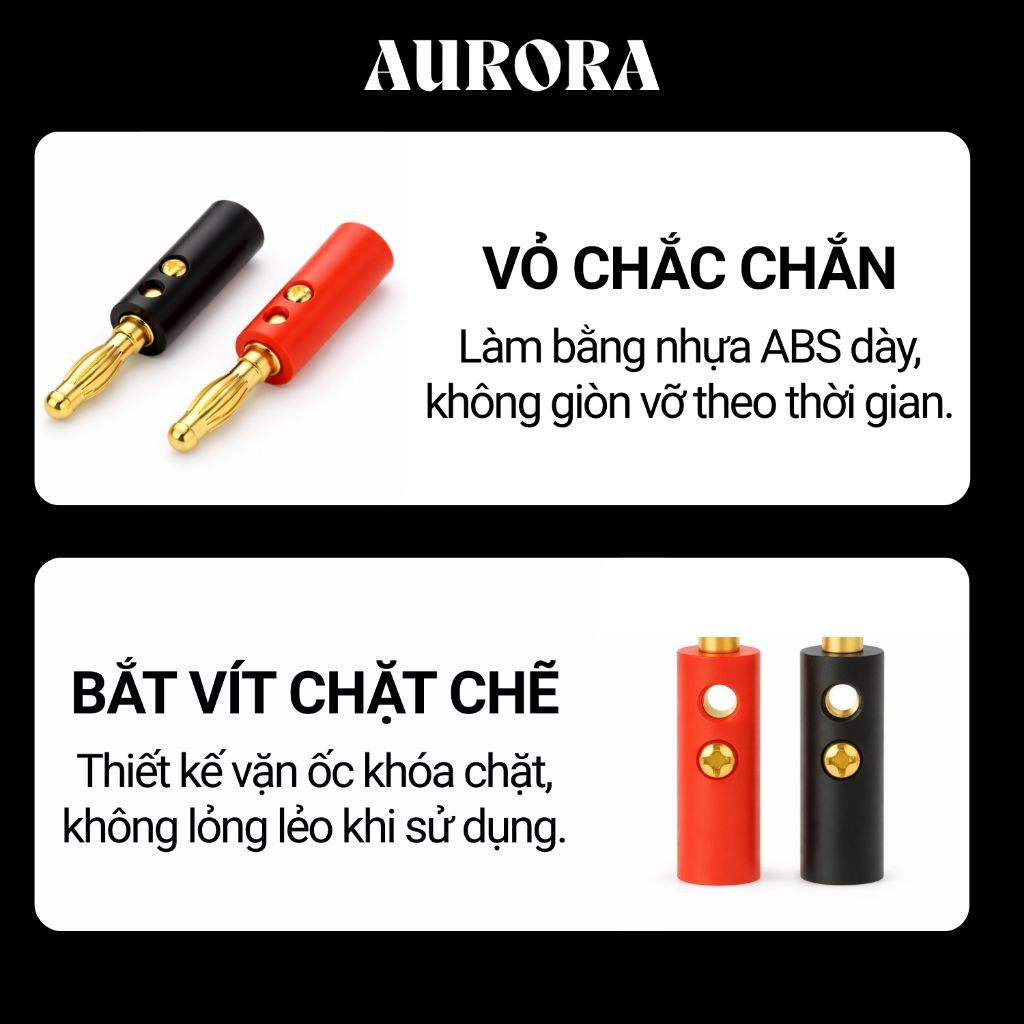 Jack Bắp Chuối Mạ Vàng Đỏ Đen 4mm L1 – Sử Dụng Cho Amply, Loa, Dàn Karaoke