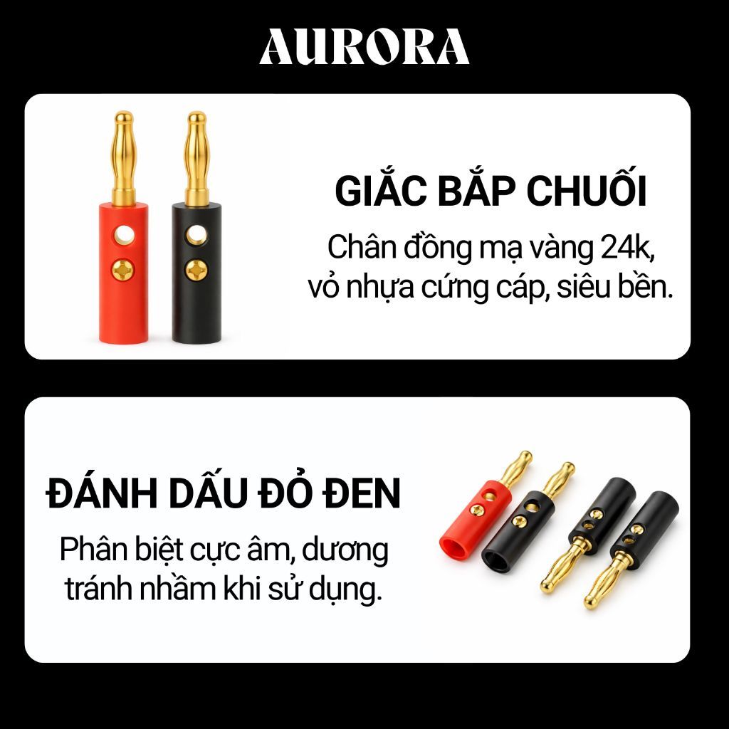 Jack Bắp Chuối Mạ Vàng Đỏ Đen 4mm L1 – Sử Dụng Cho Amply, Loa, Dàn Karaoke