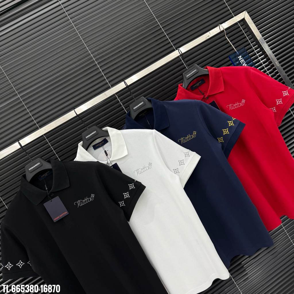 ÁO polo nam cổ tròn họa tiết tay ngắn phong cách trẻ trung chuẩn from
