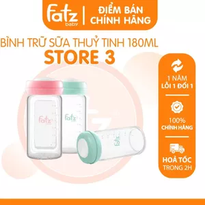 Bộ 2 bình trữ sữa thuỷ tinh Fatz Baby Store 3 180ml An toàn Tiện lợi FB0151CM FB0150CM